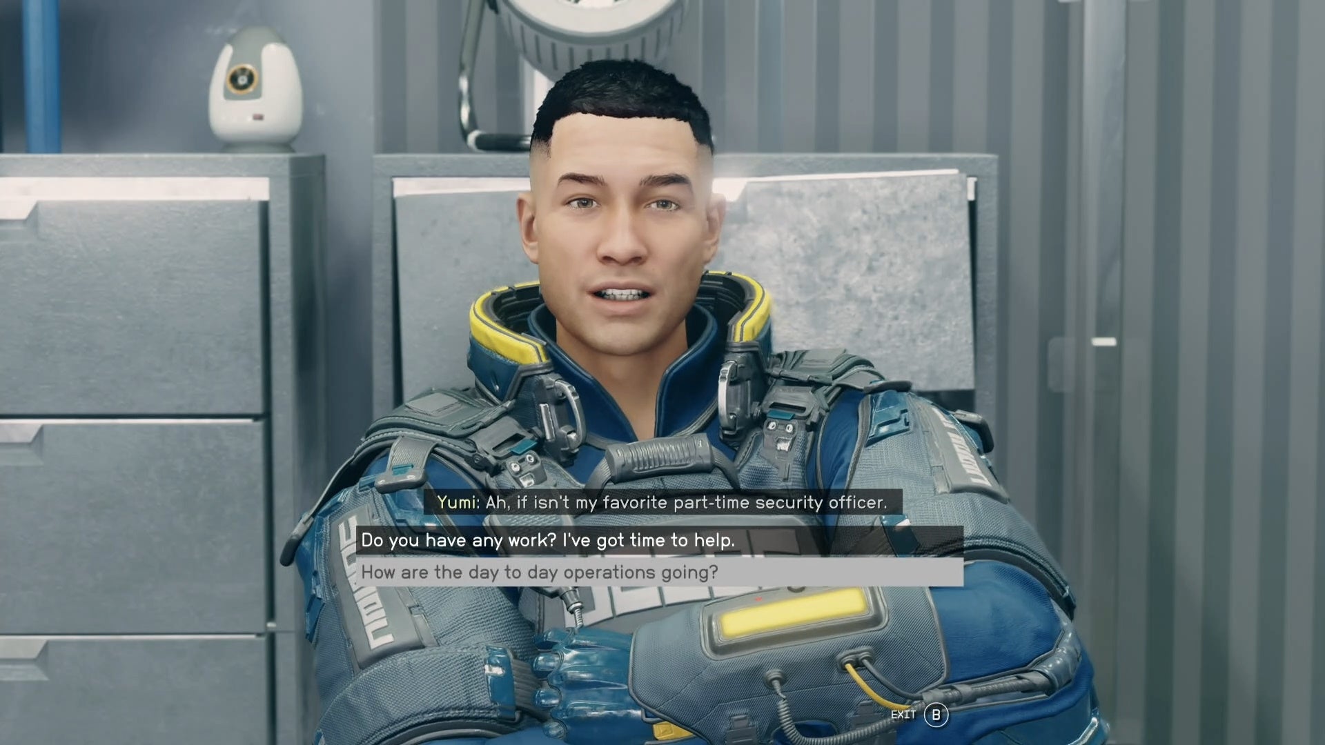 first person view talking to sargeant yumi