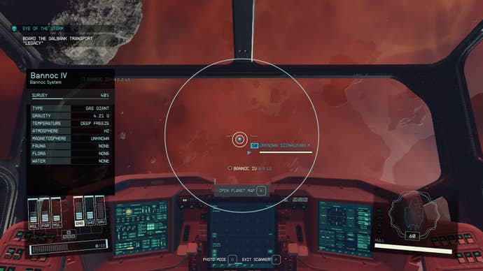 The player is flying through an EM Field to reach the Legacy in Starfield