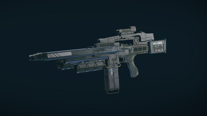 Starfield image showing a close up of the Unmitigated Violence weapon.