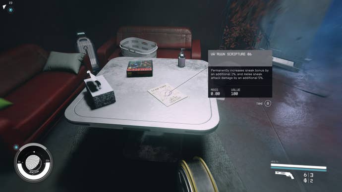 first person view of a varuun scripture skill book on a square silver table