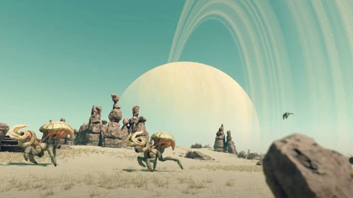 Some alien creatures in Starfield.