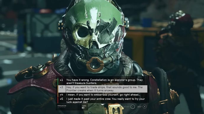 Bethesda has shown some of Starfield’s points-based persuasion system for dialogue, for which there’s already more than 250,000 recorded lines.
