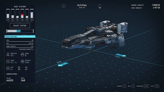 Starfield's Achiles ship.