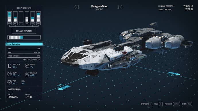 Starfield’s Dragonfire ship.