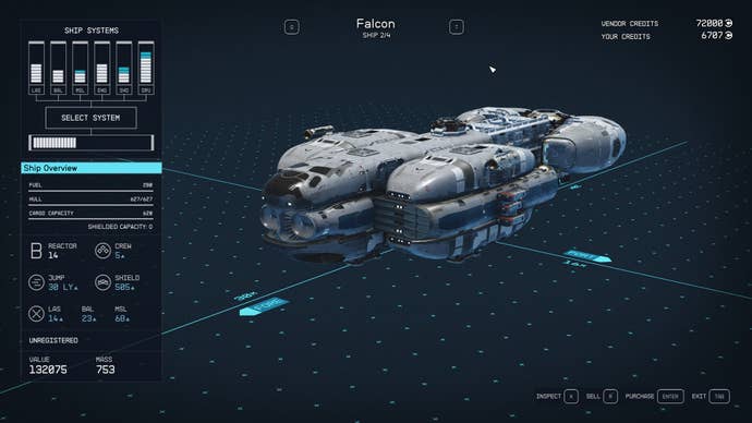 Starfield’s Falcon ship.
