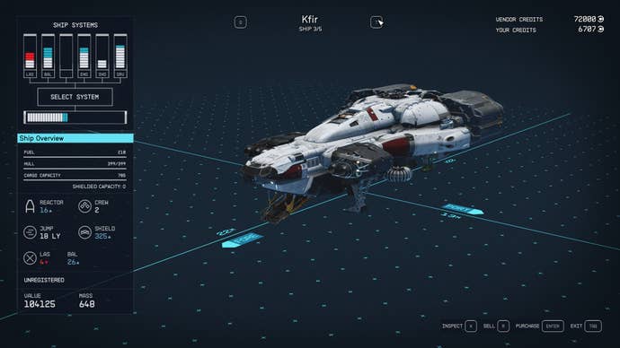 Starfield’s Kfir ship.