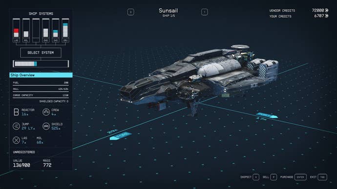 Starfield’s Sunsail ship.