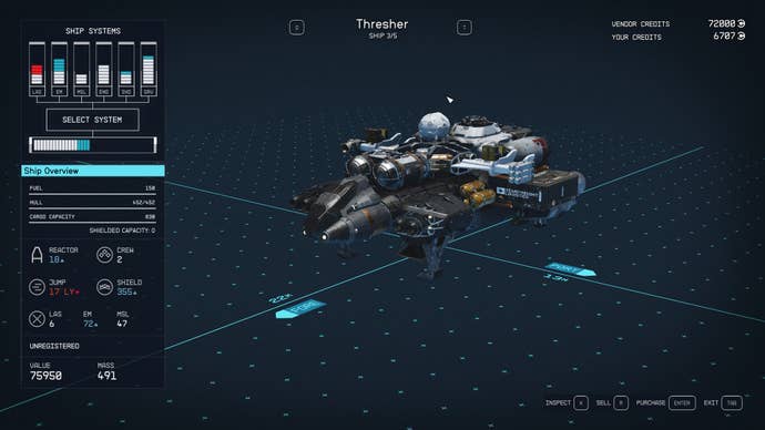 Starfield’s Thresher ship.