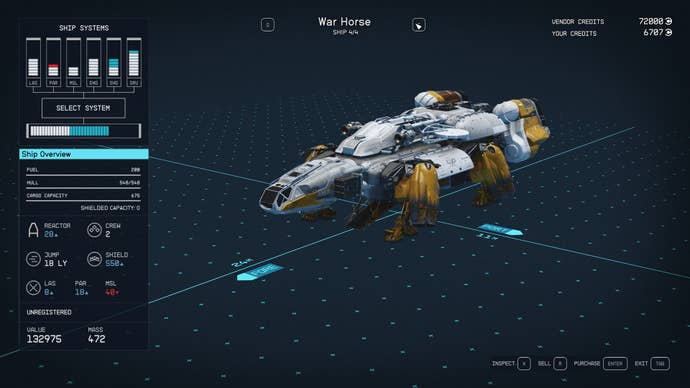 Starfield’s War Hosrse ship.