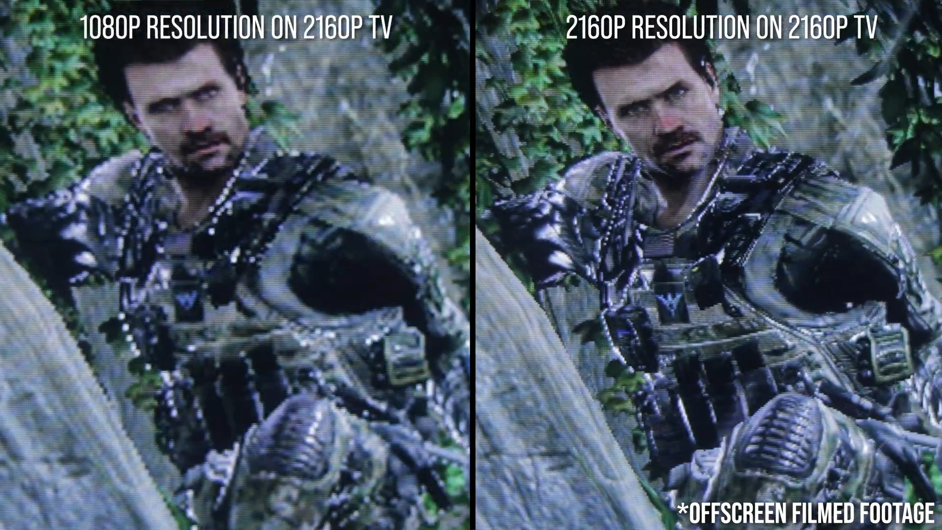 comparison of 1080p scaled to 4K TV and native 4K