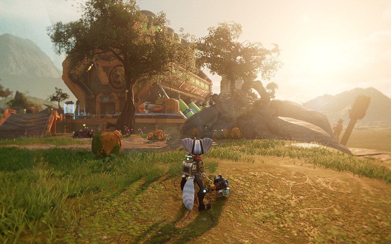 A screenshot of Ratchet &amp; Clank: Rift Apart taken on a Steam Deck OLED, with HDR disabled.