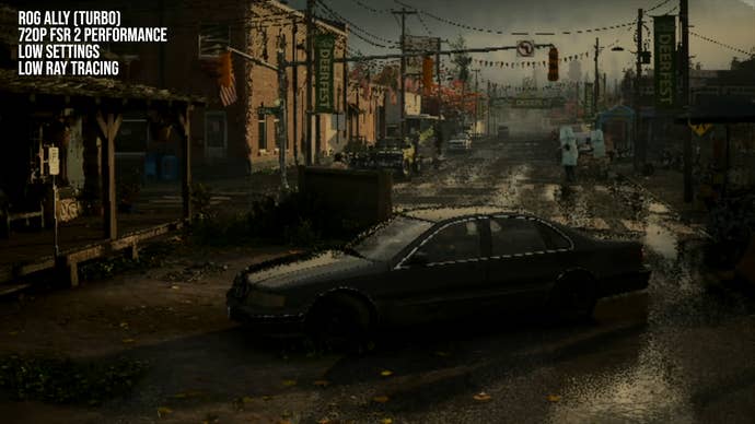 Alan Wake 2 running on ROG Ally with heavy dithering