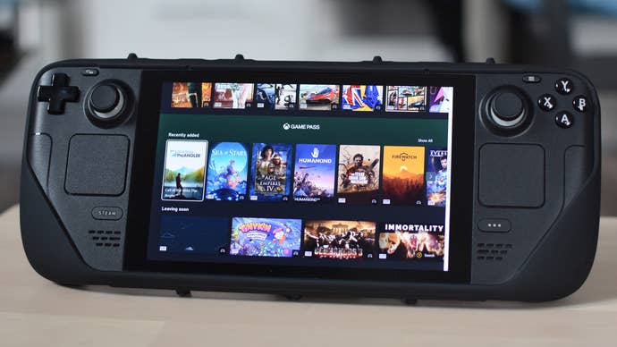 A Steam Deck displaying the Xbox Cloud Gaming homepage.