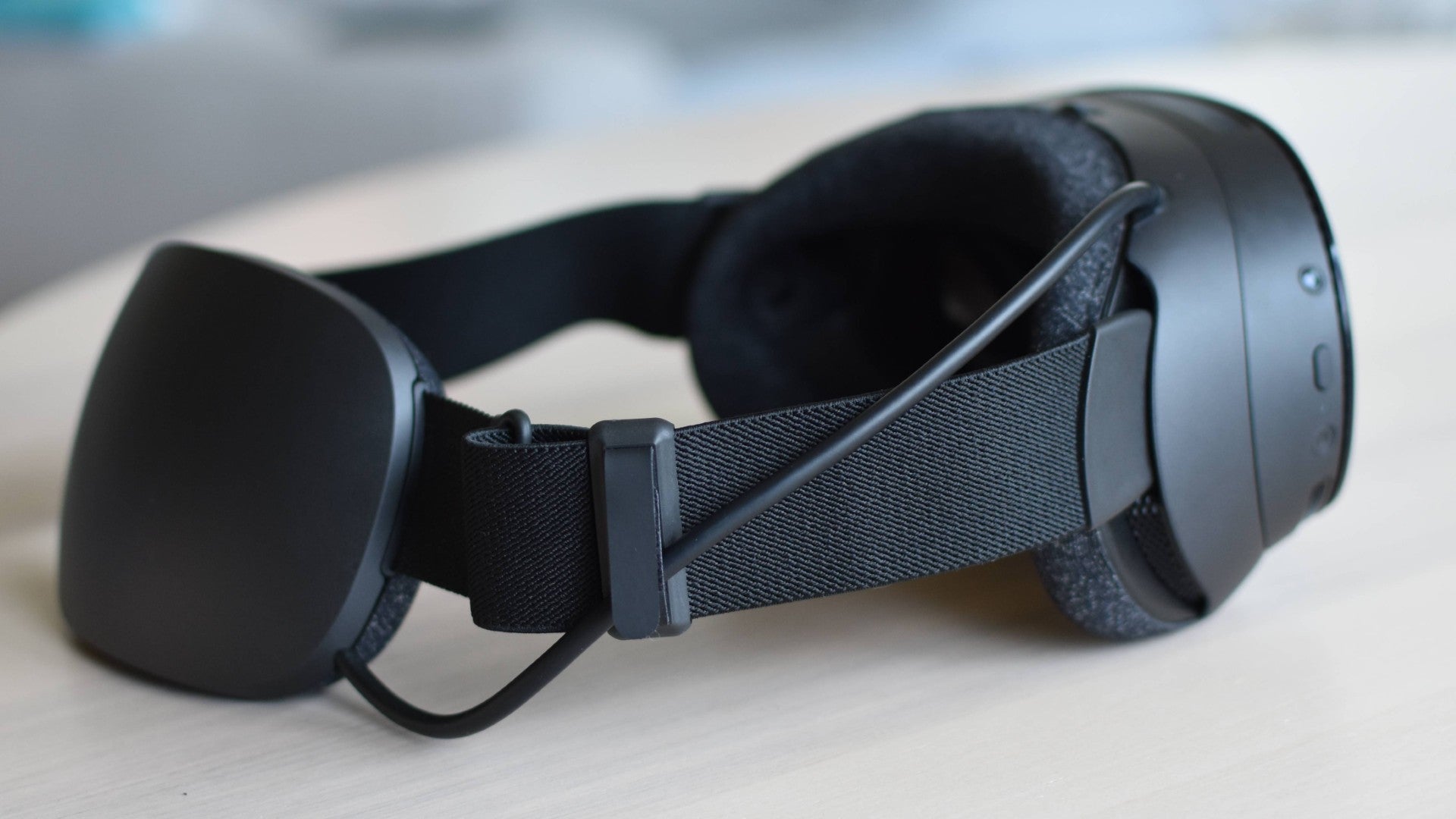 A side view of the Steam Frame VR headset.
