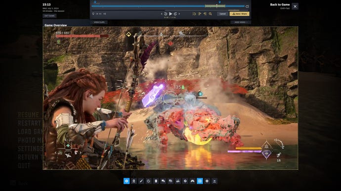Step 4 of how to use Steam Game recording in background: click on the timeline to see a replay of that moment in the overlay. You can also click the Clip button and highlight a section to save it as a separate clip.