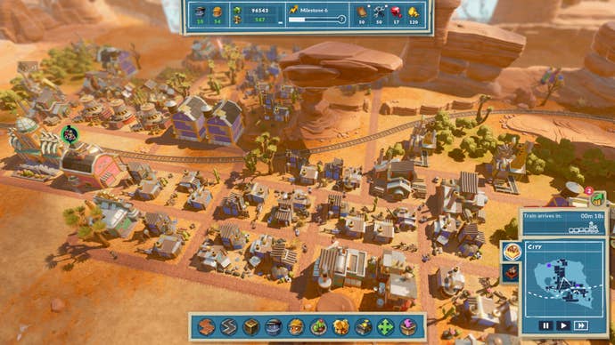 A topdown view of the canyon map in SteamWorld Build