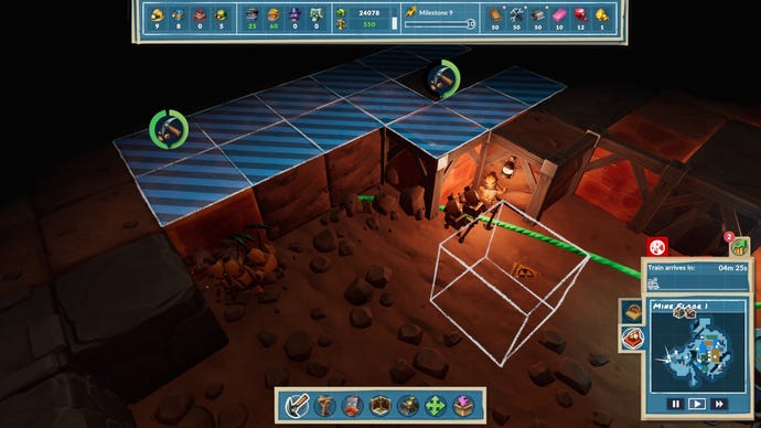 Miners big out blocks of dirt in SteamWorld Build