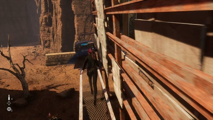 Eve looking at a chest with the Nectar Orange Can inside in Stellar Blade.