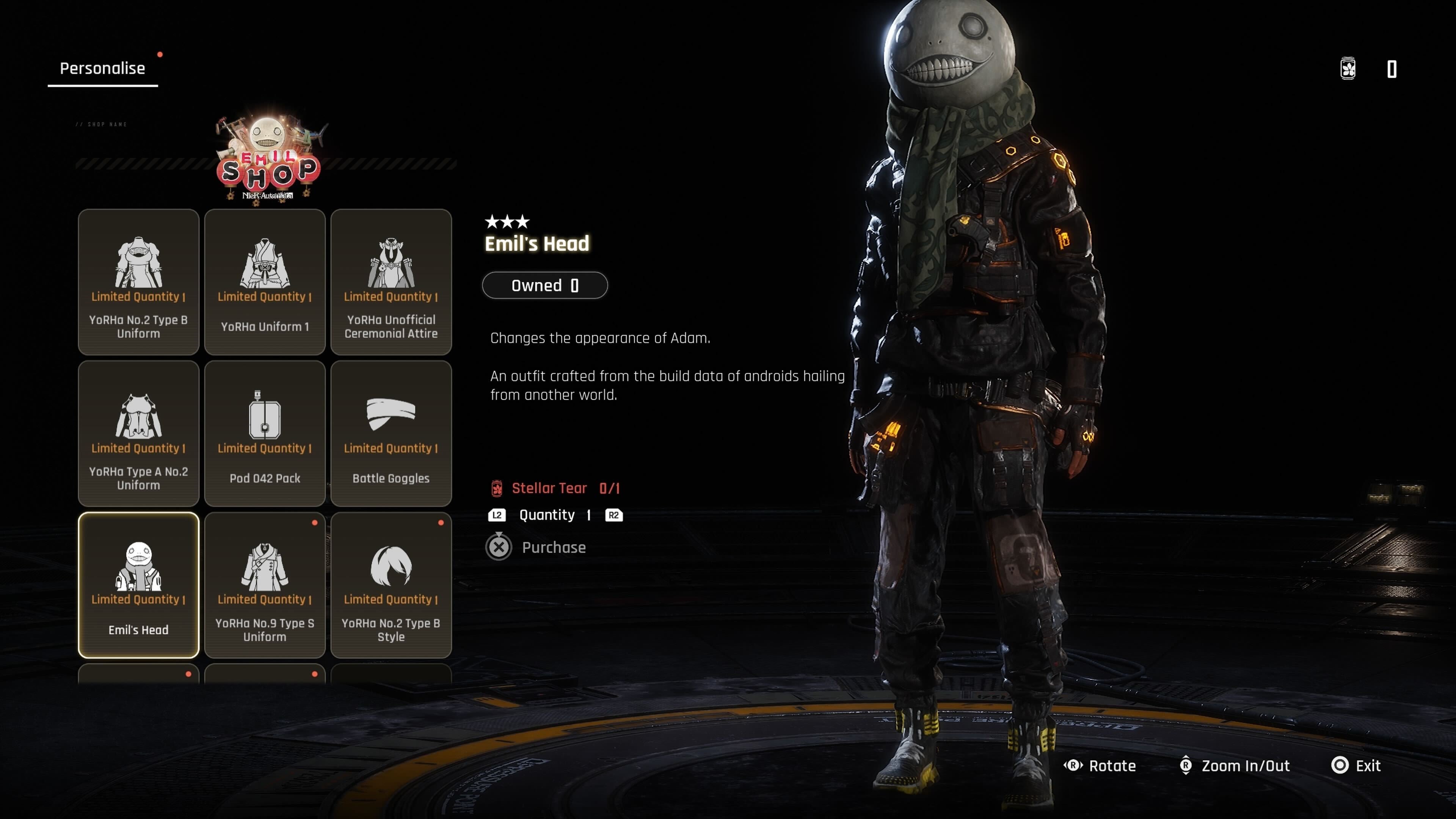 A Nier outfit for Adam in Stellar Blade.