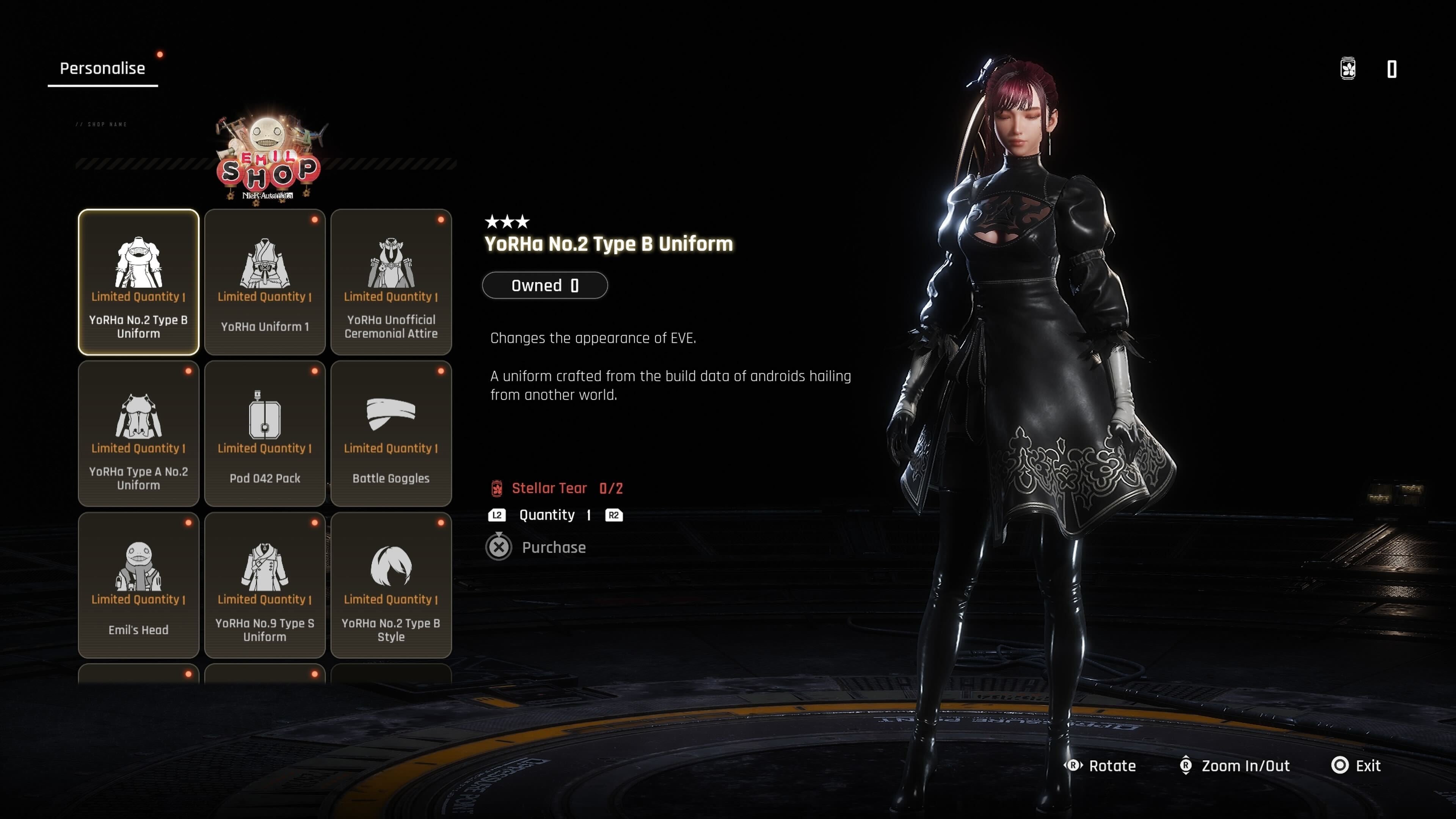 A Nier outfit for Eve in Stellar Blade.