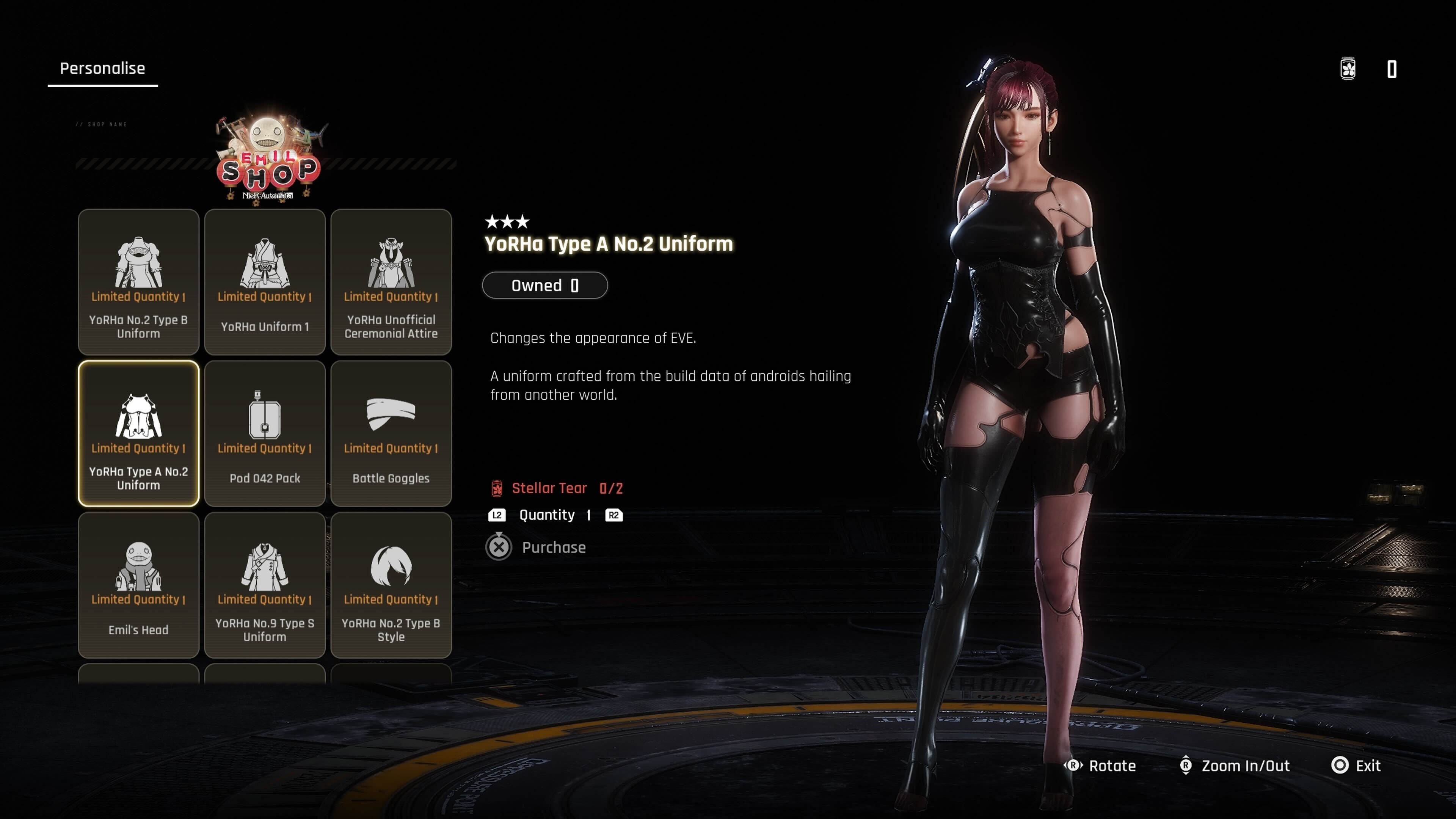 A Nier outfit for Eve in Stellar Blade.