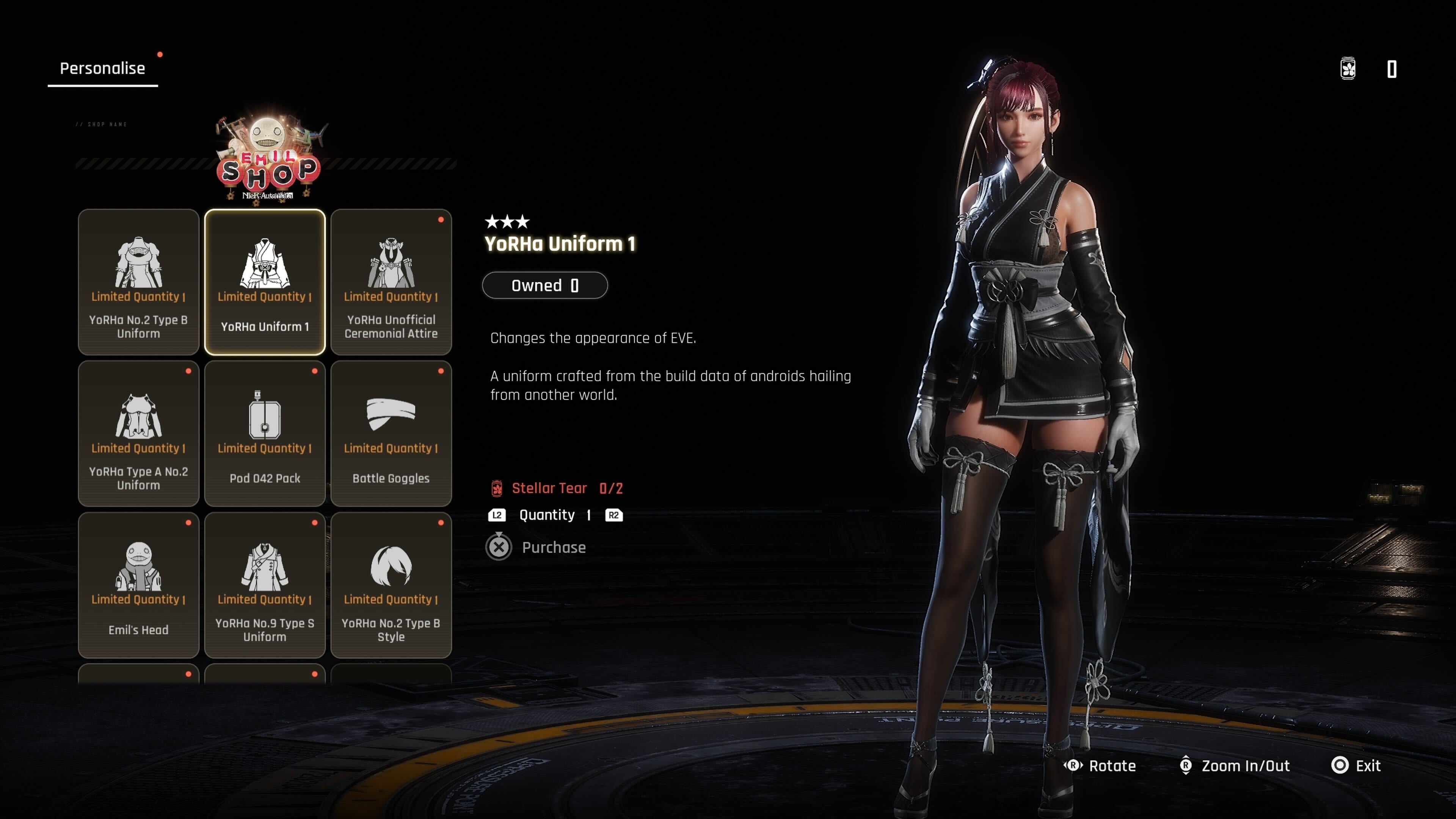 A Nier outfit for Eve in Stellar Blade.