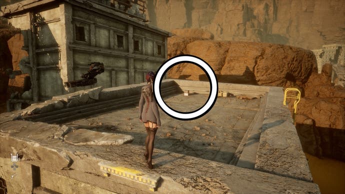 Outfit location circled in Stellar Blade.