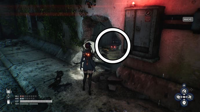 Daily Mascot outfit location circled in Stellar Blade.