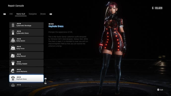Menu view of Eve's Keyhole Dress outfit in Stellar Blade.