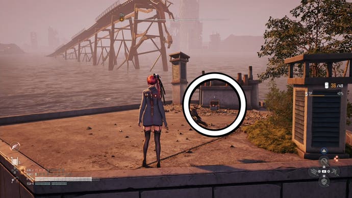 Motivation outfit location circled in Stellar Blade.