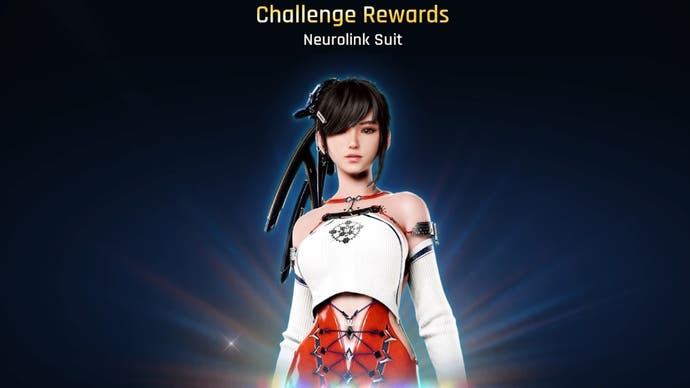 Eve wearing the Neurolink outfit in Stellar Blade.