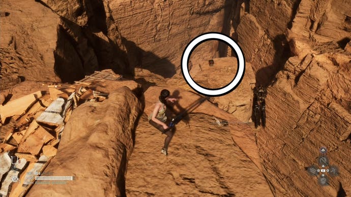 Racer's High outfit location circled in Stellar Blade.