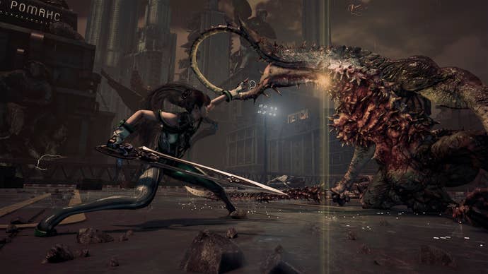 Even readying her blade to use against a Naytiba boss in Stellar Blade.