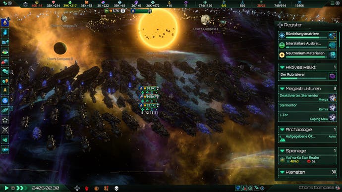 Eine Flotte von Raumschiffen in Stellaris.