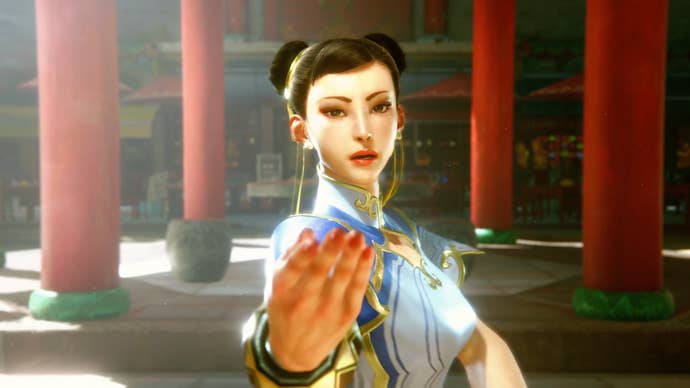 Close up of Chun Li from Street Fighter 6 announcement trailer