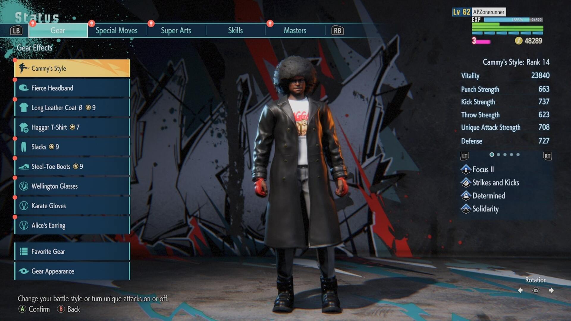 The Gear menu in Street Fighter 6 is shown