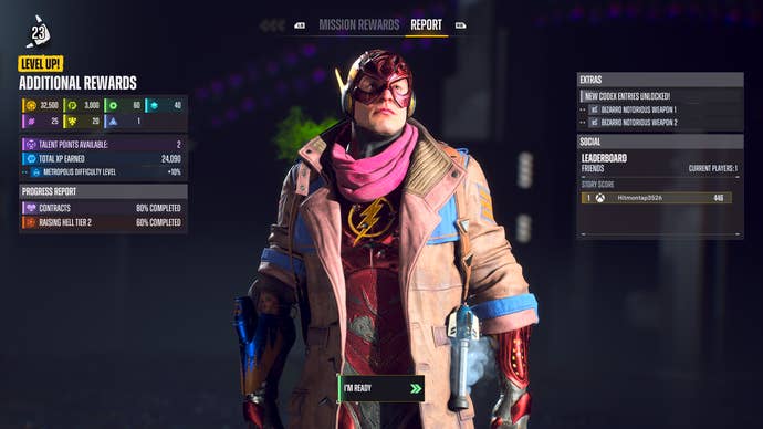 Suicide Squad: Kill the Justice League screenshot showing Boomerang in post-level rewards screen