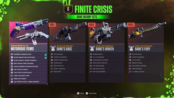 Suicide Squad: Kill the Justice League screenshot showing the finite crisis rewards screen