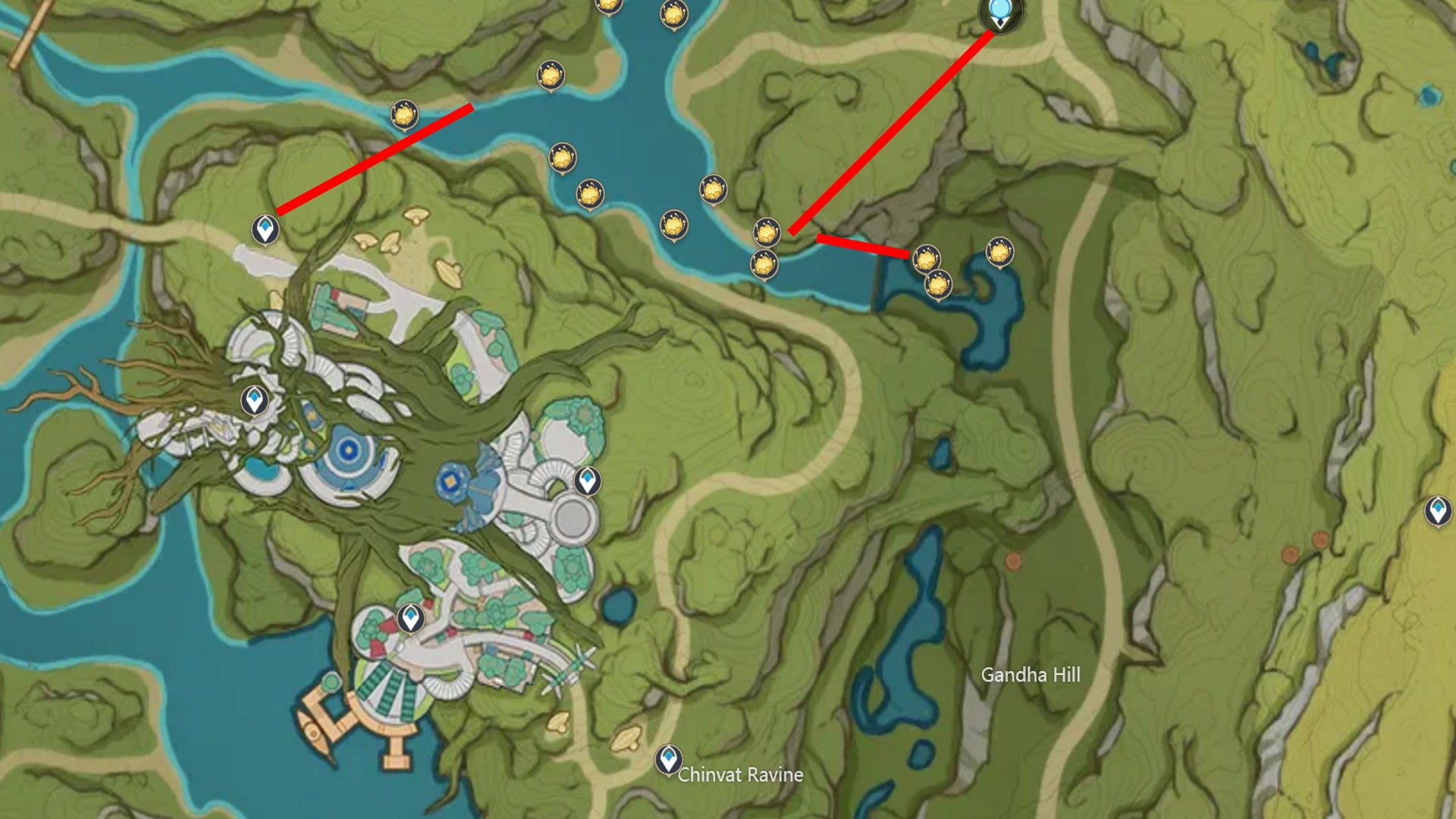 Nilotpala farming routes near Sumeru City