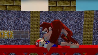 A Nintendo 64-styled Mario and Donkey Kong fight one another