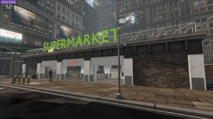 The street in front of the supermarket in Supermarket Together can be seen