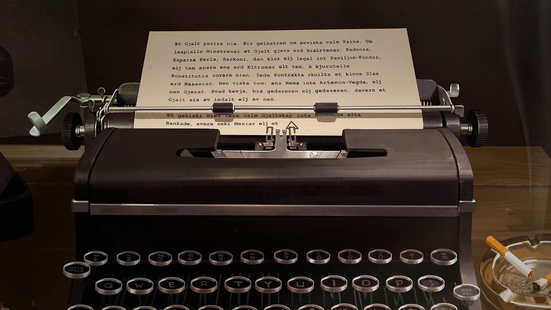 A typewriter in Suzerain Stories: The Neutral Lens