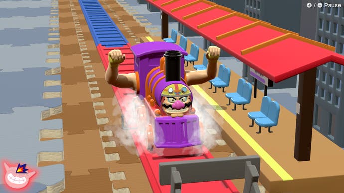 Imagine Thomas the Tank Engine, but the face on the train is Wario's, and it also has human arms jutting out from it. That's what this image from the new WarioWare game is all about. Sleep tight!