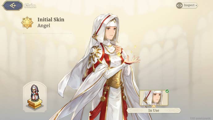 Angel’s default character skin is shown in Sword of Convallaria