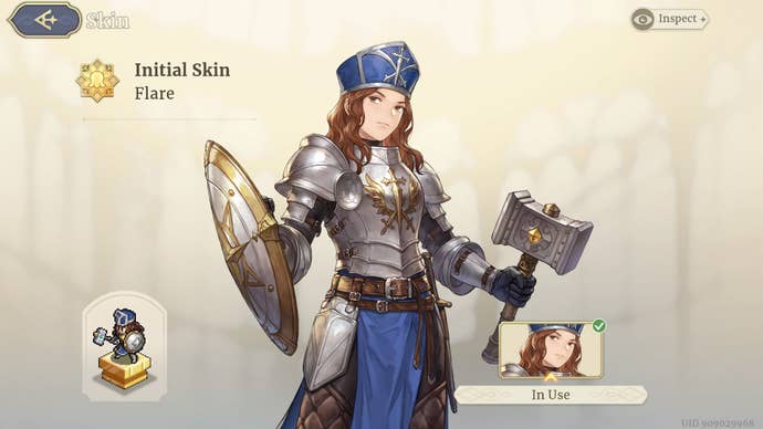 Flare’s default character skin is shown in Sword of Convallaria