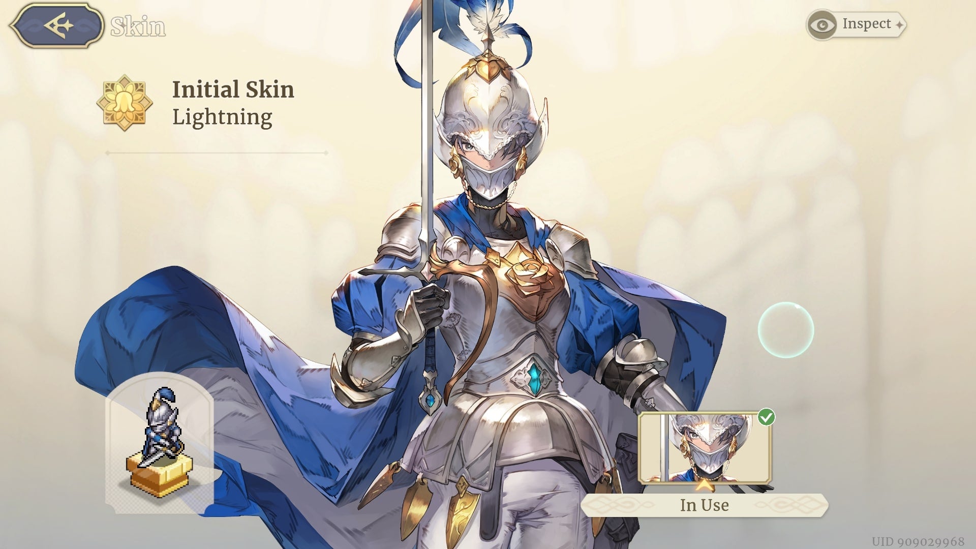 Lightning's default character skin is shown in Sword of Convallaria - 1