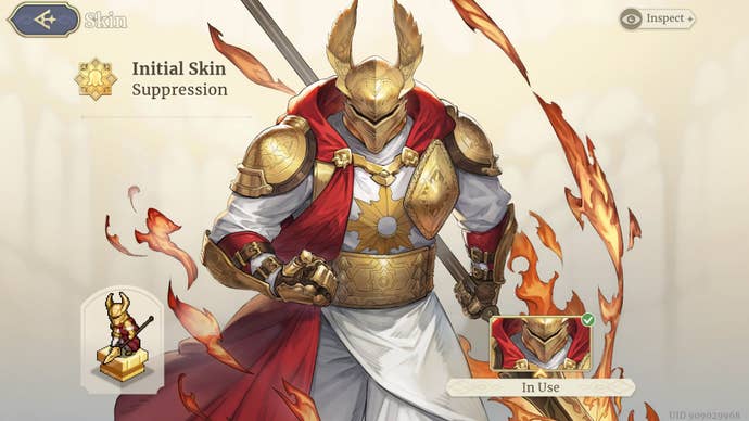 Suppression’s default character skin is shown in Sword of Convallaria