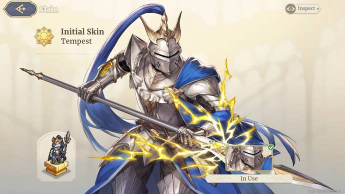 Tempest’s default character skin is shown in Sword of Convallaria