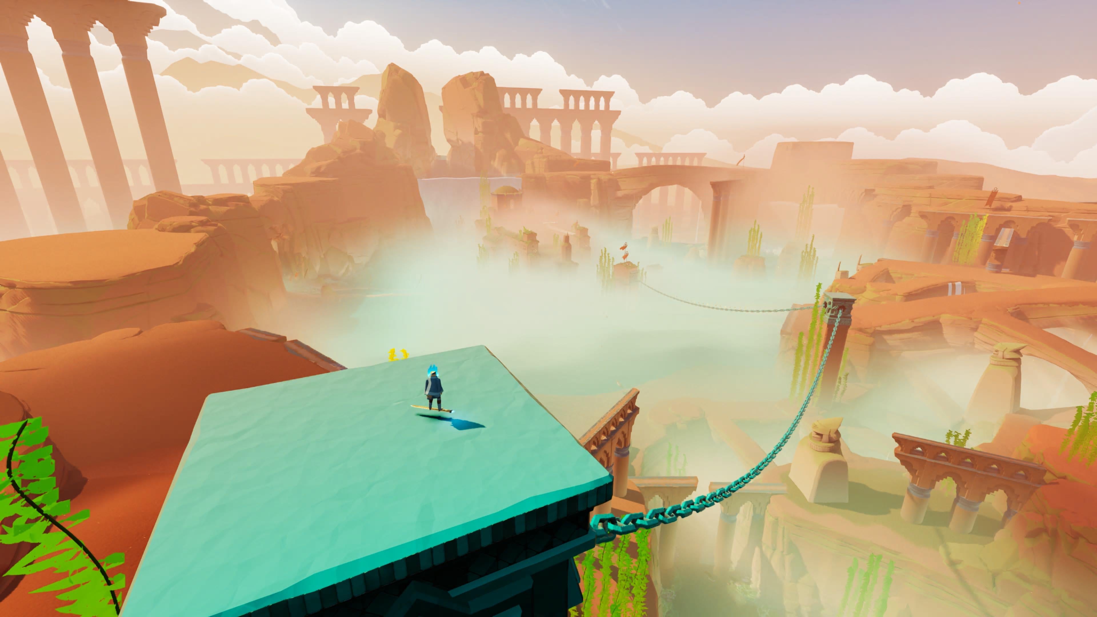 Sword of the Sea screenshot showing you looking out over desert scenery