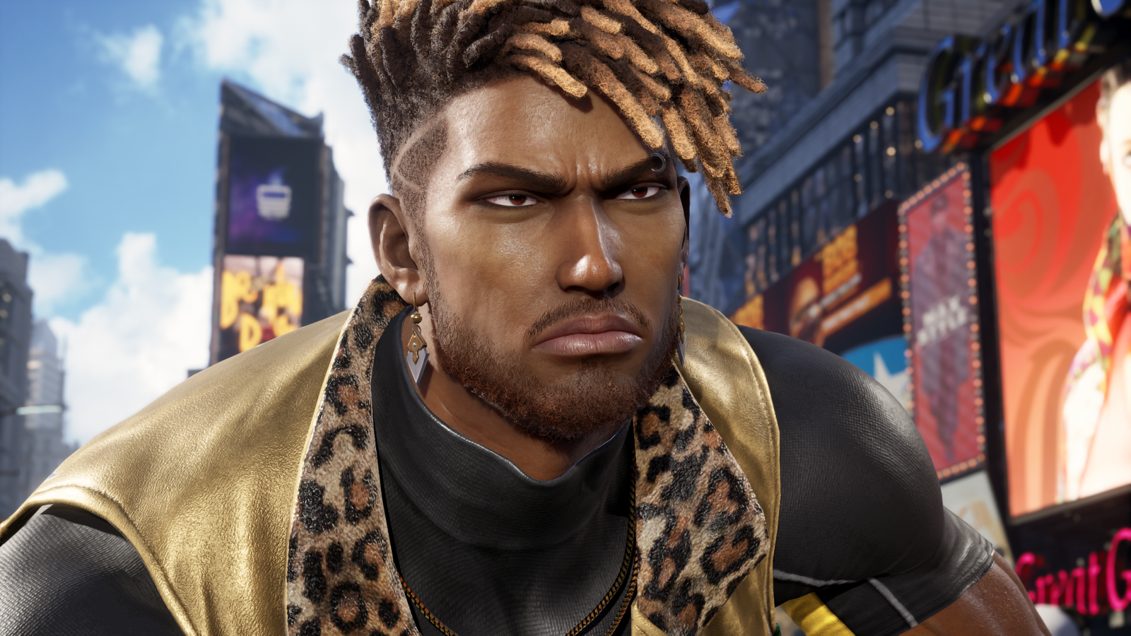 Close up of Eddy Gordo from Tekken 8 looking moody